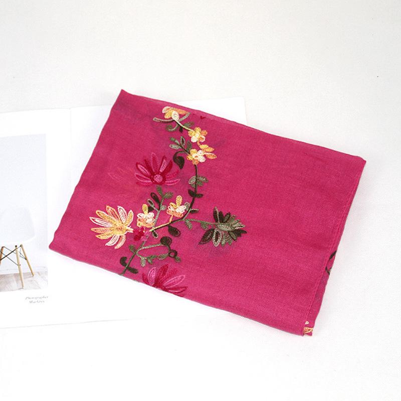 Ethnic Style Embroidery Craft Cotton Linen Scarf for Women Versatile Gauze Scarf Chinese Style Embroidery Long Spring and Autumn