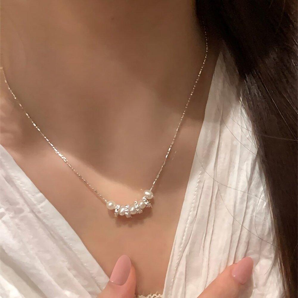 Women's French Cubic Freshwater Pearl Minimalist Necklace