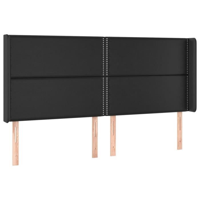 VidaXL Tête de lit avec oreilles Noir 203x16x118-128 cm Similicuir3119548