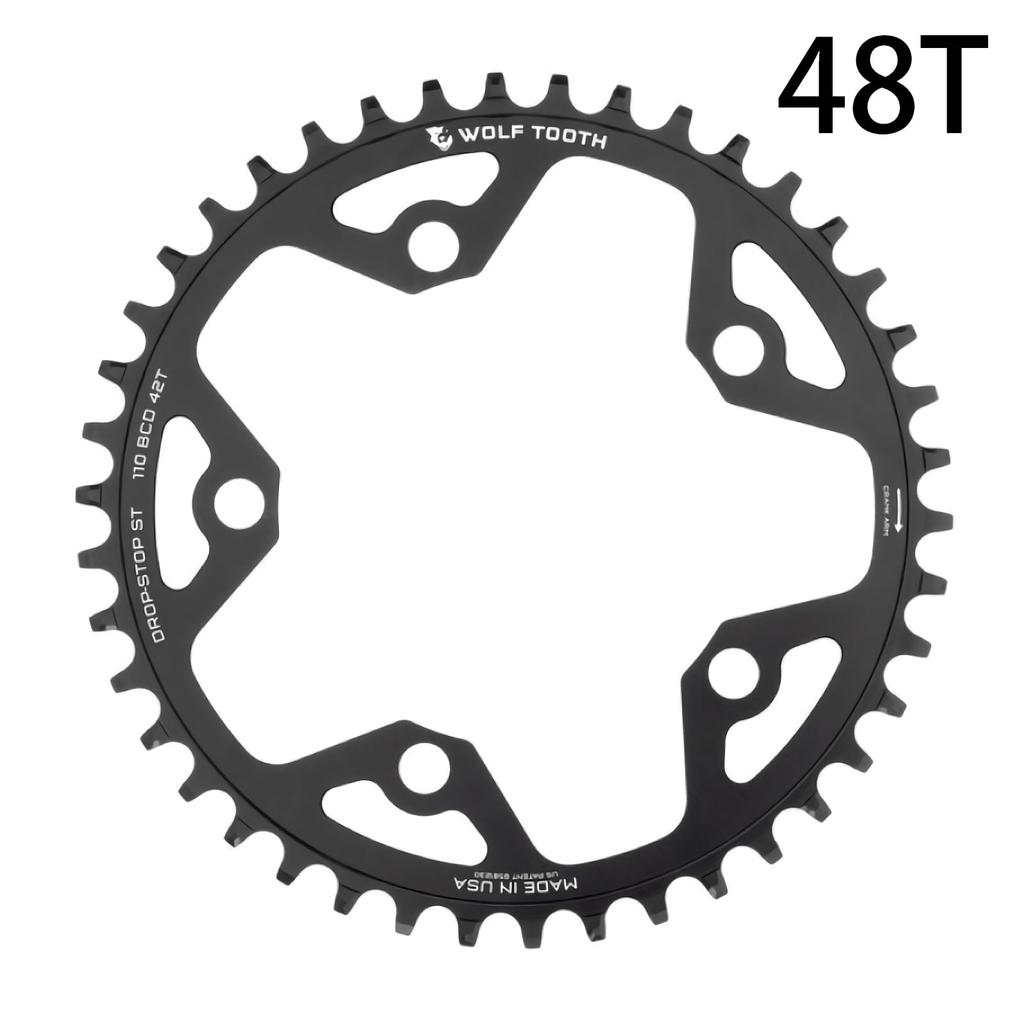 Wolf Tooth 110 BCD Gravel CX Road Chainrings ST 48T Drop-Stop (1 piece)