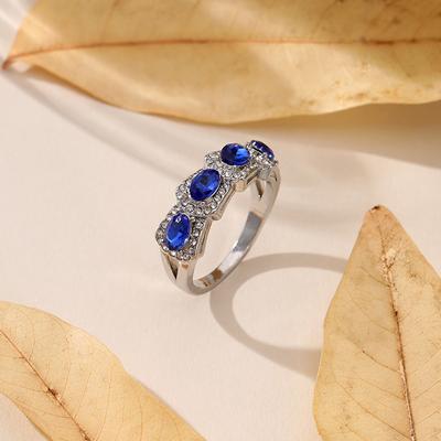 Rhein Blue New Zircon Ring Elegant Celebrity Accessories Retro Magazine Ring