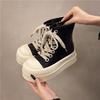 Versatile Ugly Cute Round Head Platform Popular Muffin Canvas Shoes Women's 2025 Spring New Big Head Casual Board Shoes Trend