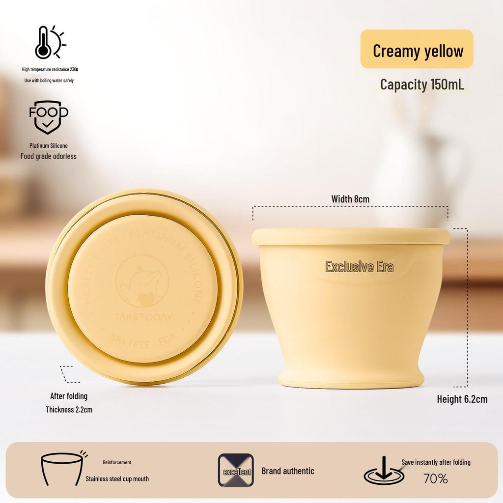 Exclusive Era Collapsible Silicone Travel Cup - Portable, High-Temperature Resistant for Camping & Outdoor Use.