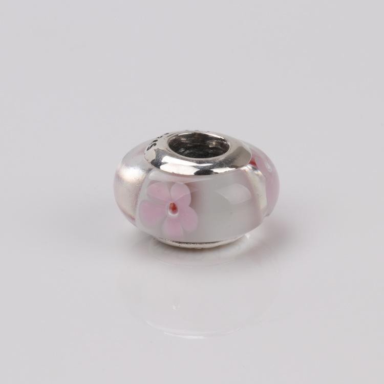 Koraliki ze srebra próby S925 i szkła Murano w kształcie kwiatów na bransoletkę Pandora - Kolekcja Wiosenna, DIY Dodatek do Biżuterii, Prezent