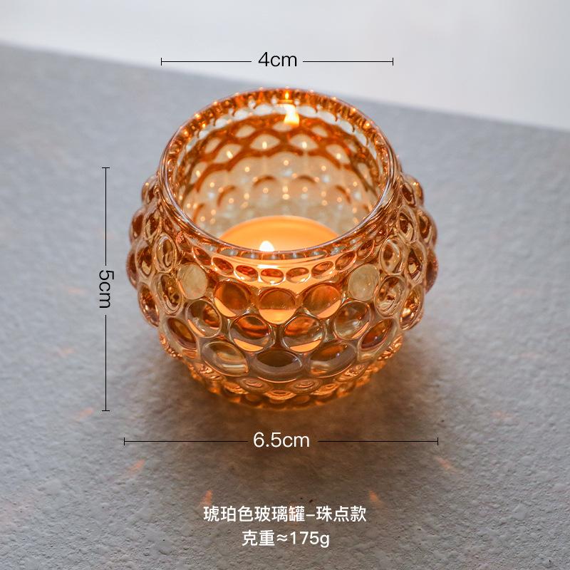 Sferyczny Szklany Kryształowy Świecznik Przezroczysta Tekstura Niełatwo Razi Ręce Bar Kolacja przy Świecach Dekoracje Domowe Ozdoby
