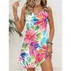 Women's Flower Pattern Printed Sleeveless Round Neck Dress Loose Soft and Comfortable Plus Size Dress