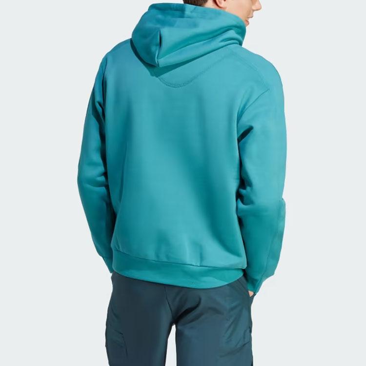 Adidas Lounge Fleece Hoodie With Logo Patch Men Tops Arctic-Blue IM0479