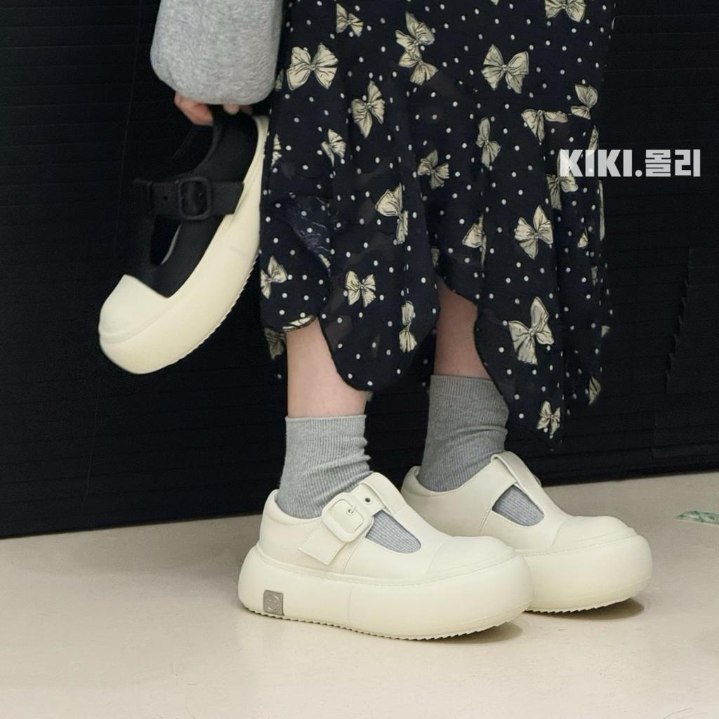 SGIRL TWTW dicksohlige großköpfige Damen 25 vielseitige hohle Ein-Wort-Schnalle Muffin Mary Schuhe Tide