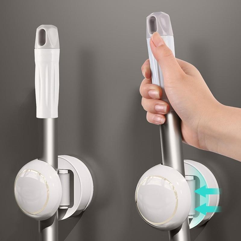 Hanging Mop Organizer Durable Adhesive Mop Holder Multifunctional Mop Rack Kitchen Bathroom Storage Bracket Accessories
