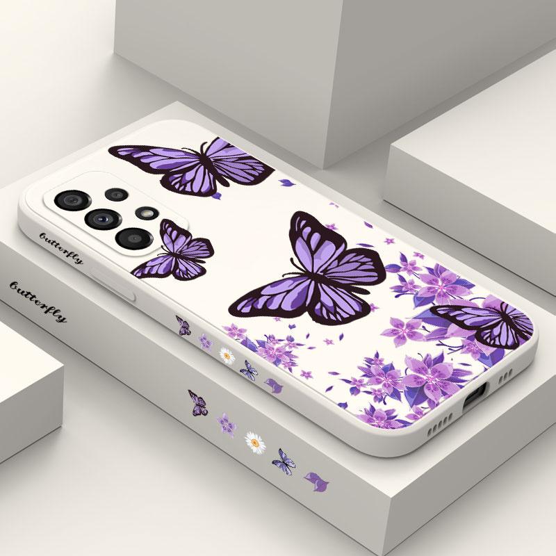 Purple Butterflies Phone Case For Samsung Galaxy A37 A57 Liquid Silicone Cover