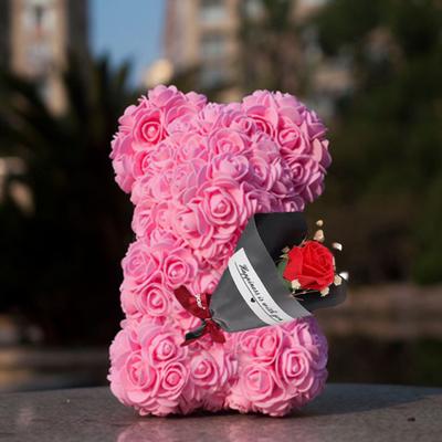 Cute Bear Artificial Rose Flower with Gift Box Valentine's Day Gifts for Mom Wife Grandma Girlfriend Sister In Mother's Day Birthday Anniversary