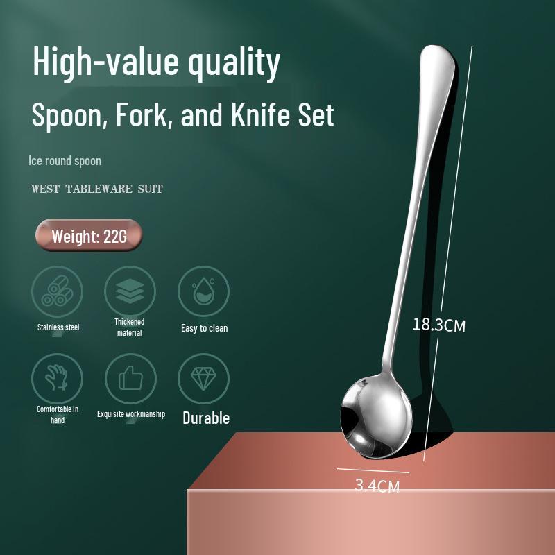 1010 Stainless Steel Western Cutlery Set: Knife, Fork, Spoon, Dessert & Coffee Spoon, Steak Knife.