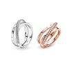 Pandora Pavé pavé interlaced three-ring set Möbius strip 925 silver ring women's silver/rose gold ZT-0035