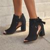 Fashion Women Chunky High-heeled Pumps 2025 Summer Cloth Side Empty Knotbow Black Red Sandals Casual Peep Toe Zapatillas Mujer Elegantes