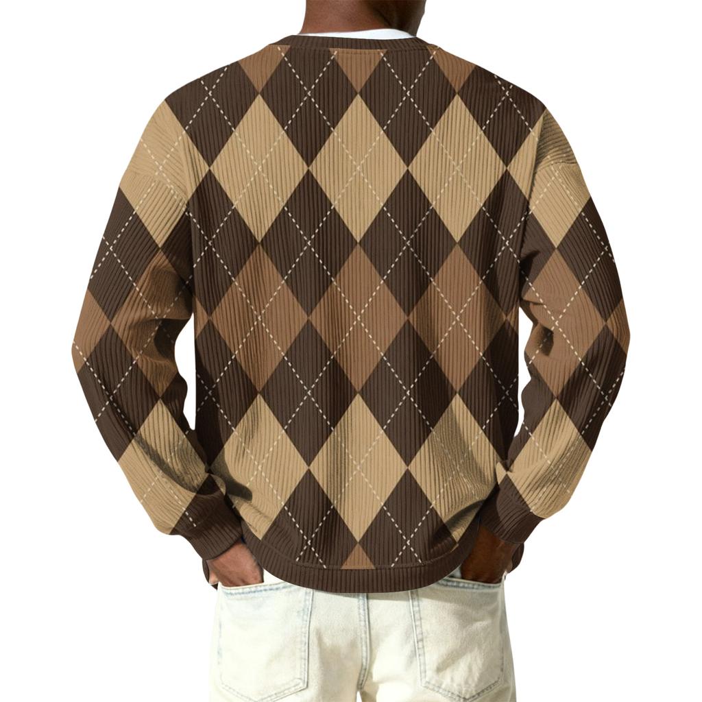 Herren Button-Down Kragen Langarm Rippstrick Pullover