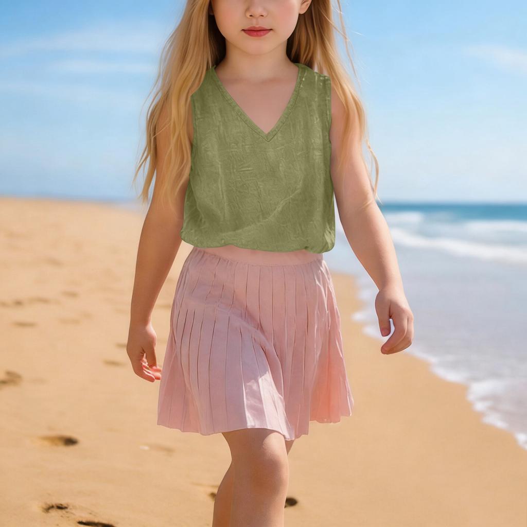 Lockeres T-Shirt für Kinder: Lässiges ärmelloses Mädchen-Tanktop
