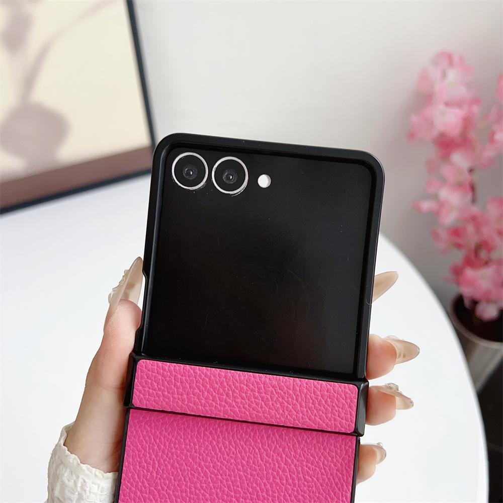 Luxury Leather Hard Shell Hinge Protective Cover Phone Case for Samsung Galaxy Z Flip 7 6 5 4 3 Flip7 Flip6 Flip5 Flip4 Flip3 5G