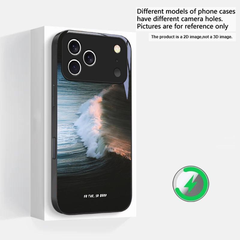 Dark Colored Seawater Suitable For iPhone 16E 17 Pro Max 15 Pro 14 13 Plus 12 Mini 11 16 Air 17Pro Magnetism Glass Phone Case