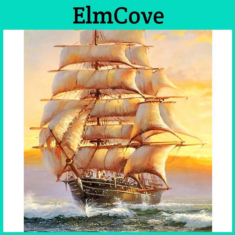 Full 3d Diamond Diy Drill Painting Sailboat Diamond Embroidery Landscape Picture Rhineston Home Decor