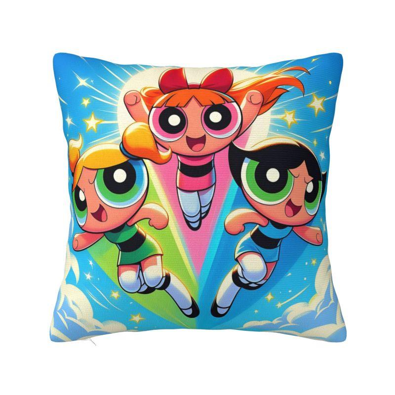 Custom Fashion The P-PowerPuffs Girls Cushion Covers 40x40cm Soft Cartoons Pillow Case for Car Square Pillowcase