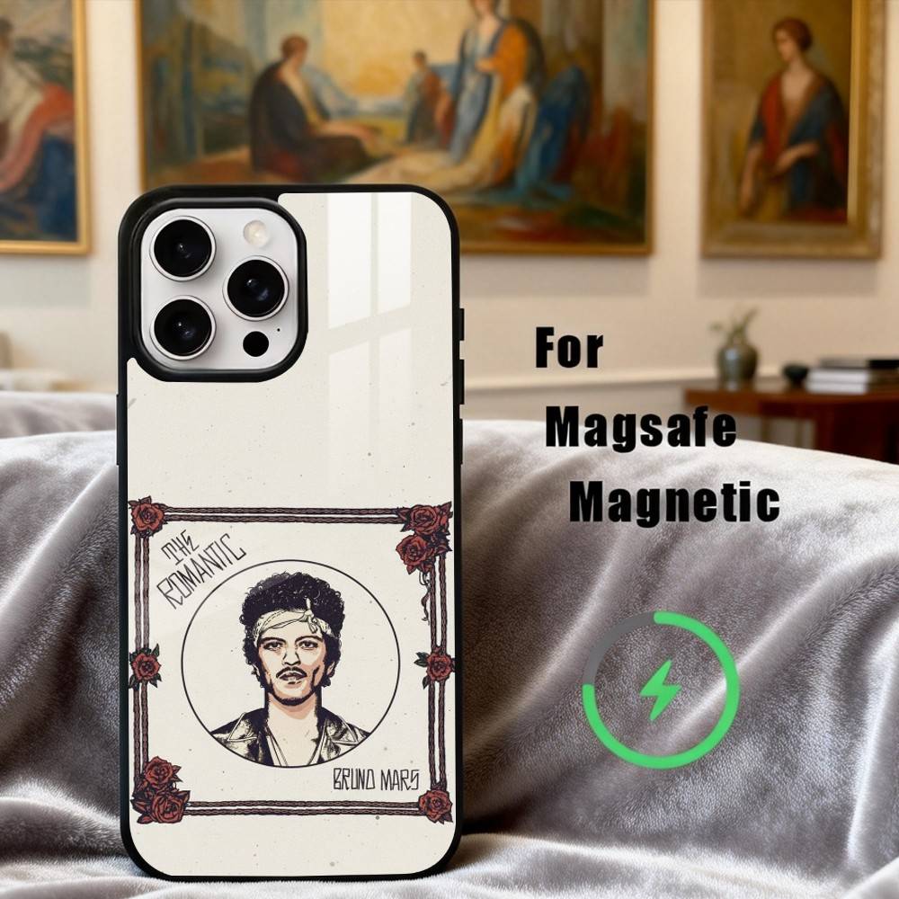 

F-famous B-Bruno Mars The R-Romantic Phone Case For iPhone17,16,15,14,13,12,11 Plus,For Magnetic Wireless Charge Cover iPhone13PROMAX