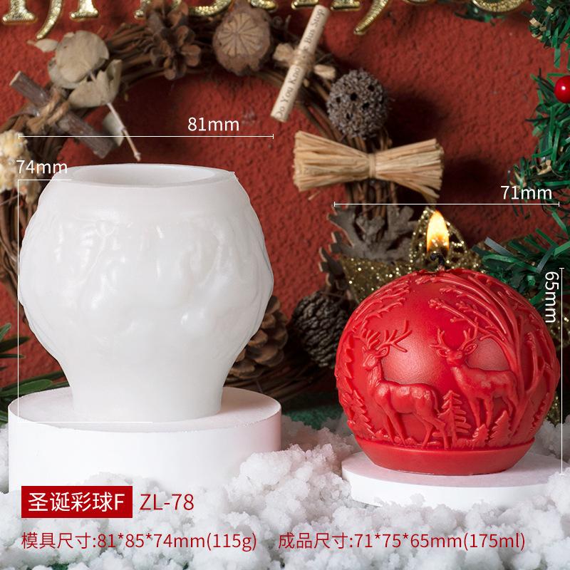 Christmas Ball Aromatherapy Candle Silicone Mold Elk Christmas Tree Ball Fragrance Stone Mold Christmas Ball Manufacturing Mould
