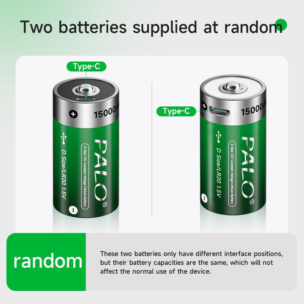 1.5V D Size Rechargeable Battery 15000mWh LR20 Li-ion Batteries LR14 C Size Lithium Battery for Gas Appliances Liquefied Cooker
