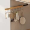 Multifunctional Pull Out Hook Rack Wood Material Closet Rod Retractable Hanger  Closet Organization