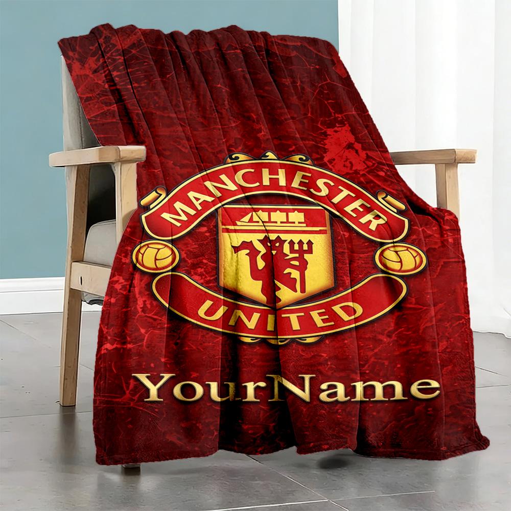 Manchester Customize Your Name Blanket Lightweight Personalized Blanket Soft Warm Cozy Great for Seaside Home Decor Nap Living Room