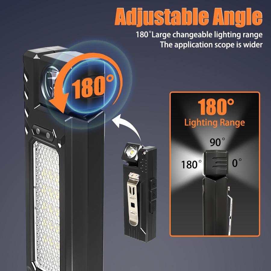Powerful Sensor Flashlight Rechargeable Led Flashlights with Magnet,Hat Clip Torch Outdoor Waterproof Camping Fishing Lantern