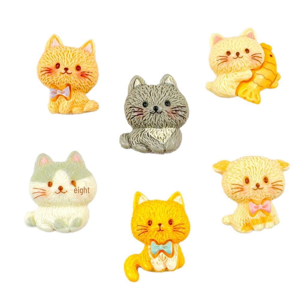 Cartoon Cat Resin DIY Accessories: Hair Clip, Keychain, Phone Case, Magnet, Shoe Buckle, Ornament