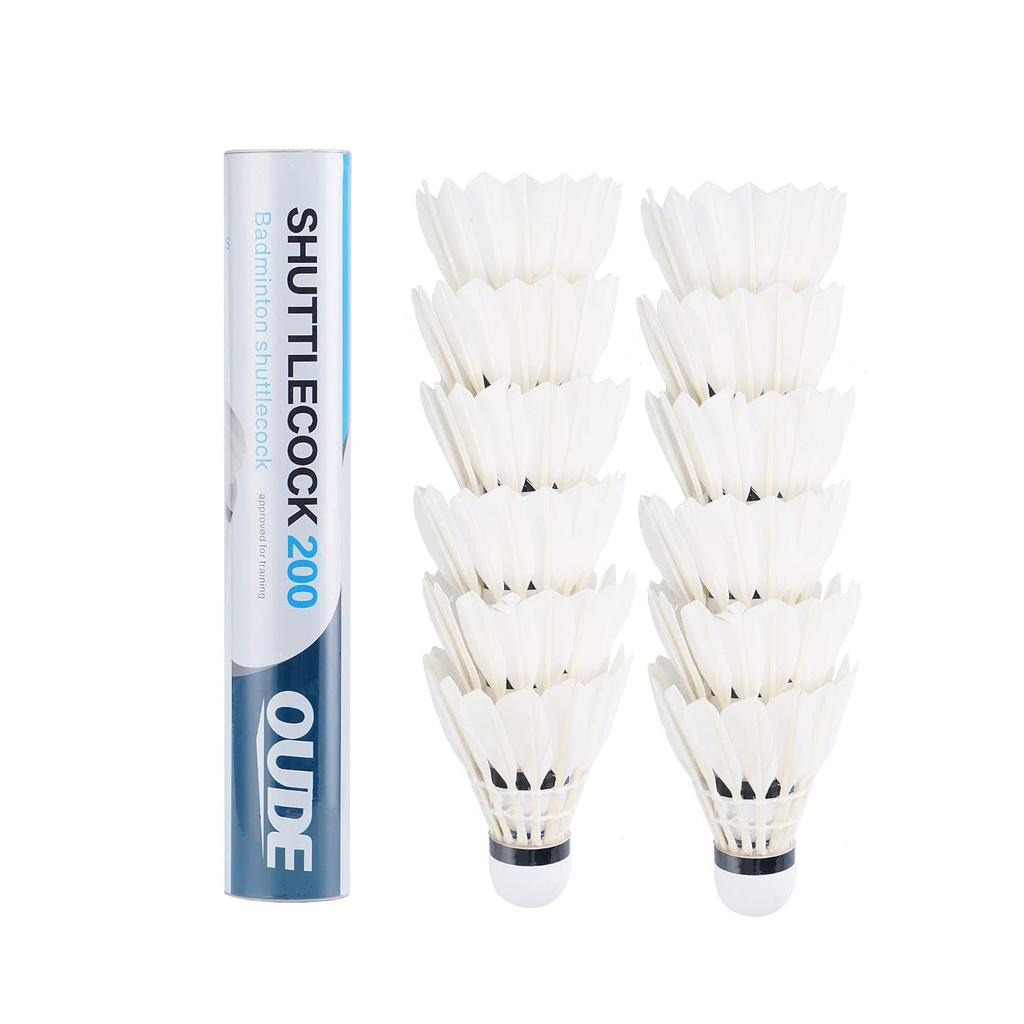 OUDE badminton model 200 12 pieces goose feather shuttlecocks stable durable sports training balls indoor outdoor games white.