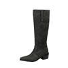 Grey Black Women Knee High Boots High Square Heel Small Big Size 32 48