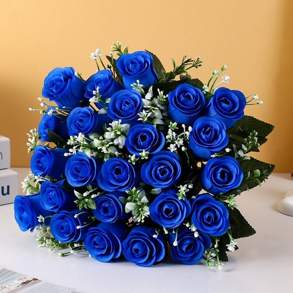 24 Heads Real Happy Flower 7 Colors Photography Photo Gift Valentine's Day Flowers Mini Natural Simulated Rose Home Decorative