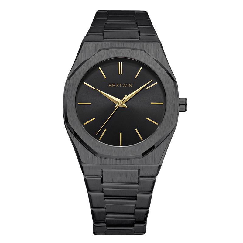 BESTWIN Men's Waterproof Quartz Watch with Butterfly Double Snap Closure