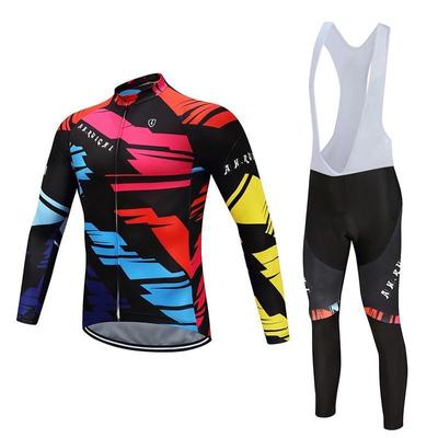 Riding Bicycle Jerseys Cycling Clothing Set Men/Women Colorful Long Sleeve White Bib Pants