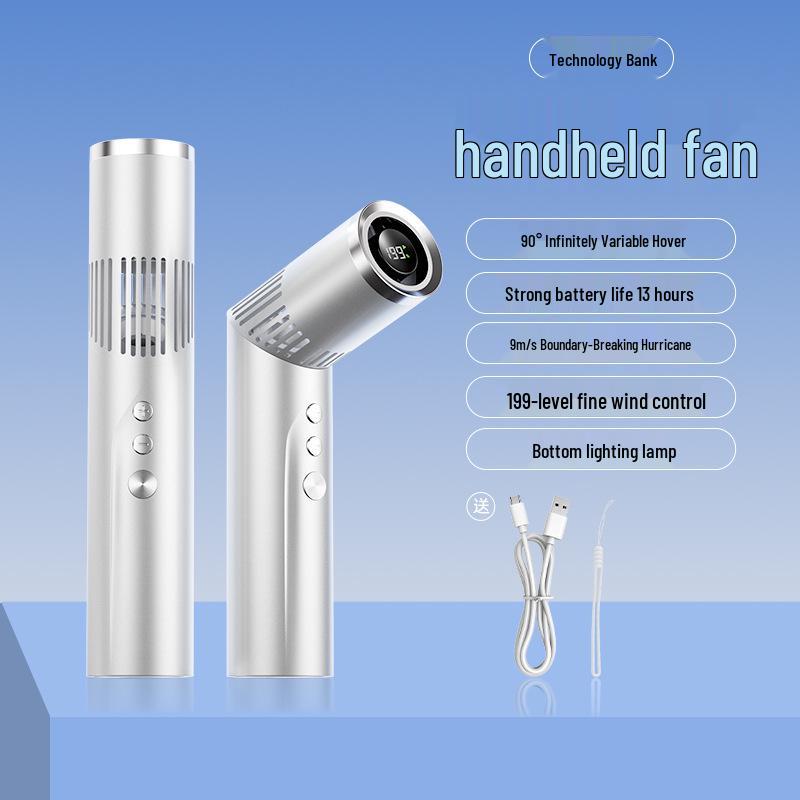 199-Speed Turbo USB Handheld Fan with Digital Display for Outdoor Use