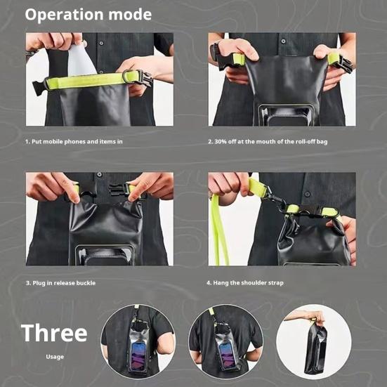 2L Waterproof Dry Bag Backpack Touch Screen Phone Pouch Outdoor Water Sports Roll Top Sack for Kayaking Rafting Hiking