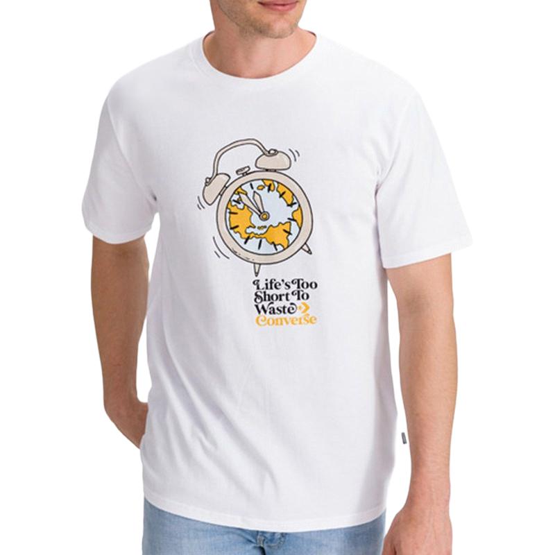 Converse T Shirts Men's White Crew Neck Moderate 10022209-A01