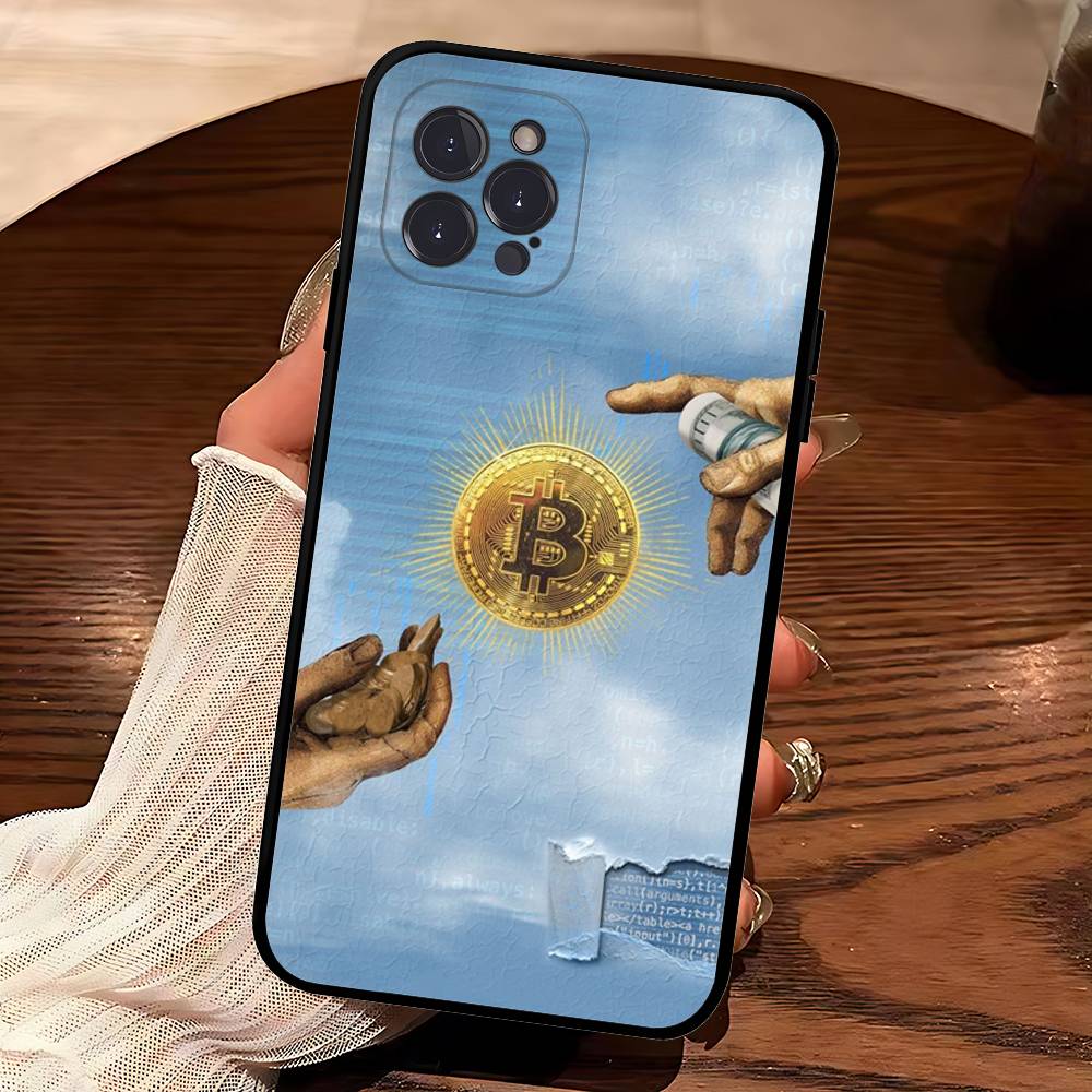Bitcoin Retro Logo Phone Case For IPhone 17 16 15 14 13 12 11 Pro Max Plus Mini Silicone Black Cover