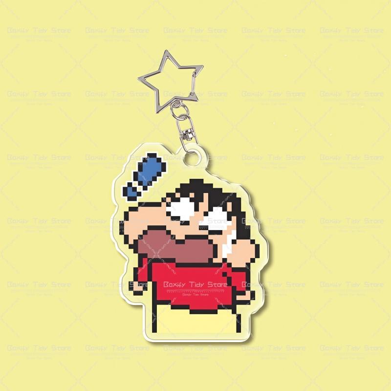 

Retro Pixel Art Acrylic Keychain - Funny Korean Meme Charm - Cute Cartoon Boy & Monster Bag Pendant for Backpack Accessories 4cm