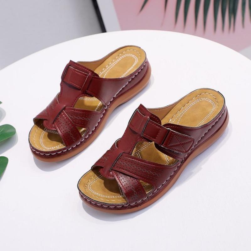 Outer Women's Shoes Sandals Fashionable European and American Retro Solid Color Platform Slippers Women's Sandals