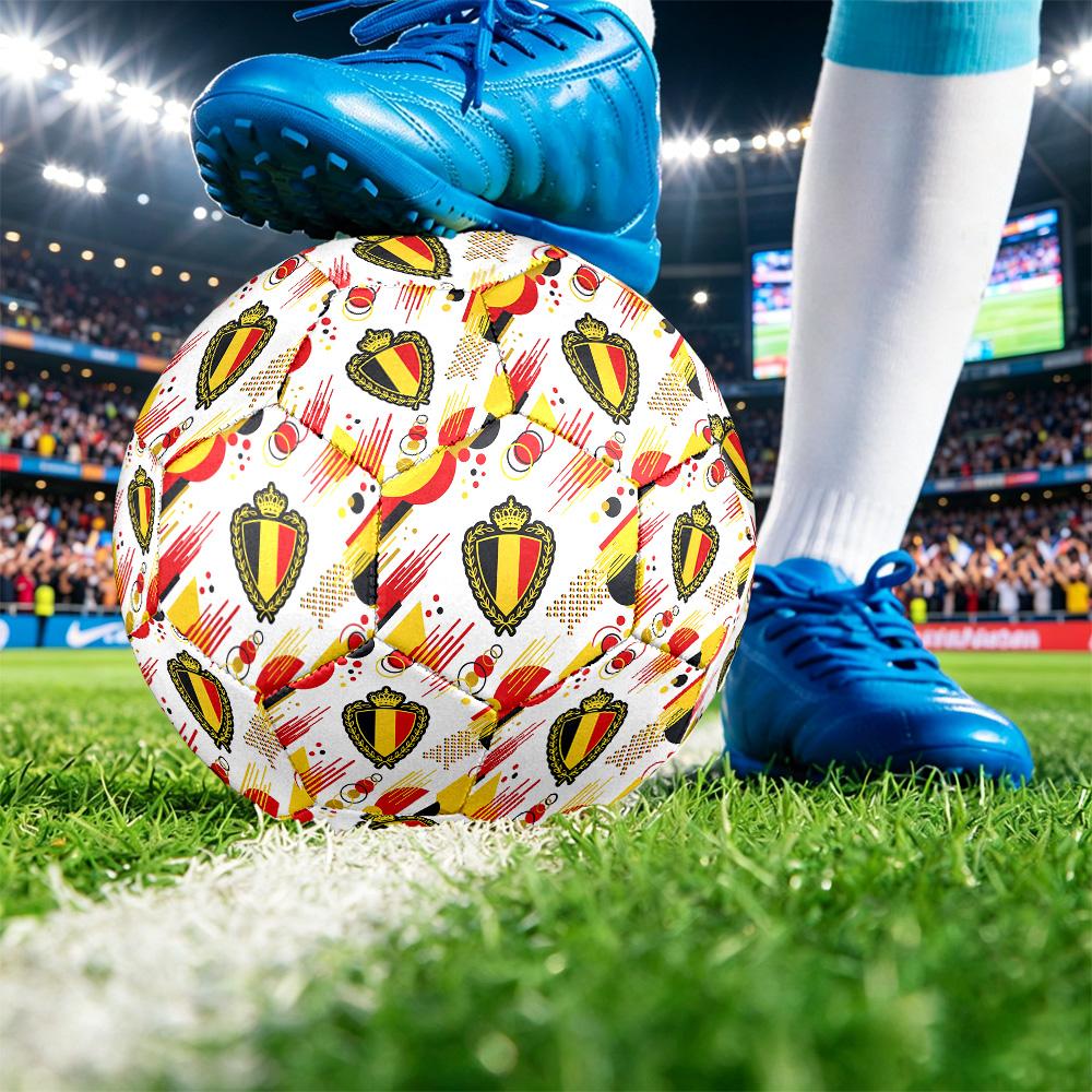 Belgien Fußball Aufdruck Größe 5 Fußball Ball Verschleißfest Standard Erwachsenen Trainingsfußball Fan Geschenk für Indoor Outdoor Spiel Sport