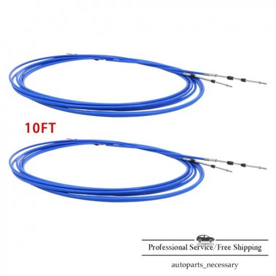 Outboard Inboard 2PCS 10FT 3 Shift Throttle Control Cable Universal For Yamaha