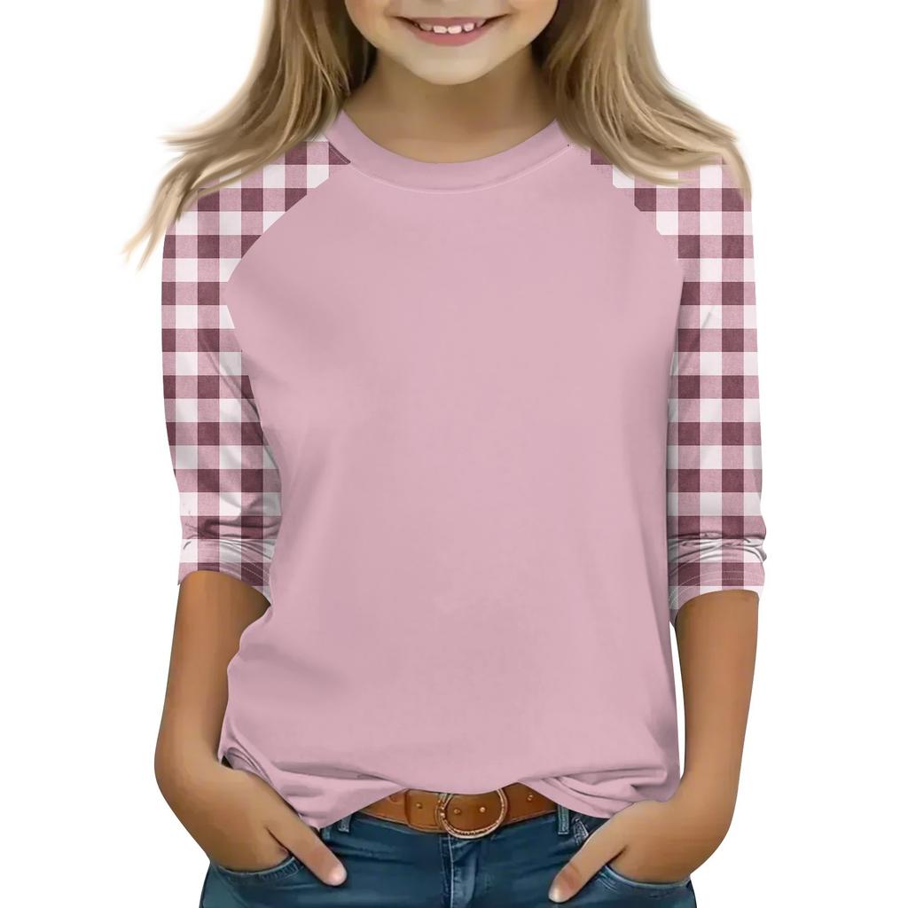 Topy pro dívky 4-16 let, kulatý výstřih, 3/4 rukávy, trička, moderní topy, outfity, trička