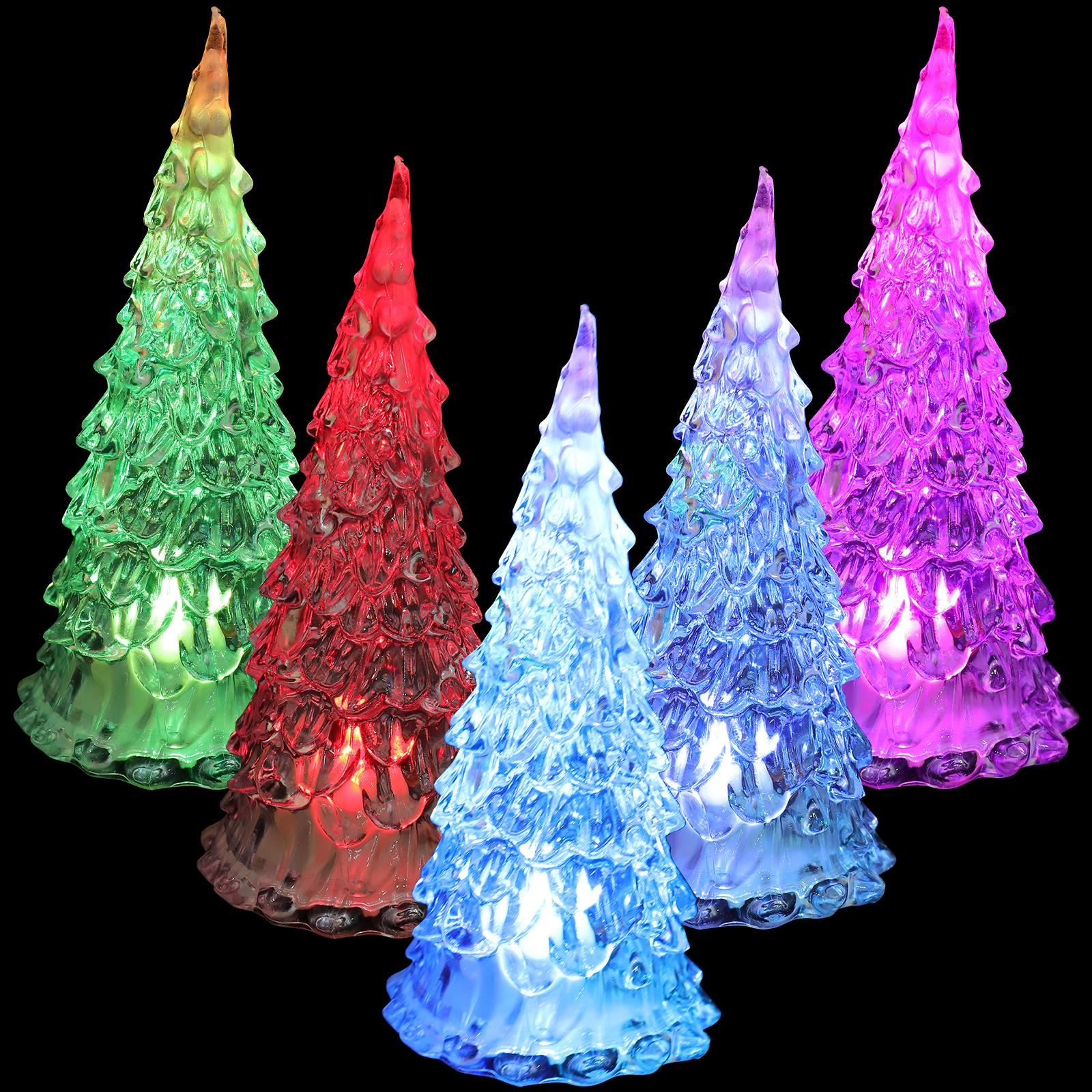 

8Pcs LED Colorful Acrylic Christmas Tree Light Up Decoration Romantic Xmas Tabletop Centerpiece for Home Party Wedding Holidays 12.3X5.5X5.5cm