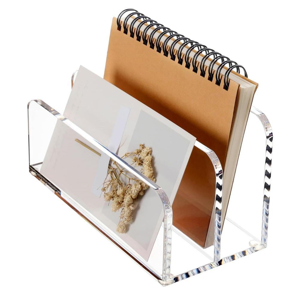 Acrylic Mail Sorter Transparent Mail File Organizer Clear Desktop Letter Holder  Desk Storage
