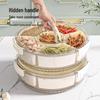 Six-Compartment Rotating Fruit Plate with Handle, Moisture-Proof Lid, Dried Fruit & Spice Box, Round Snack Container