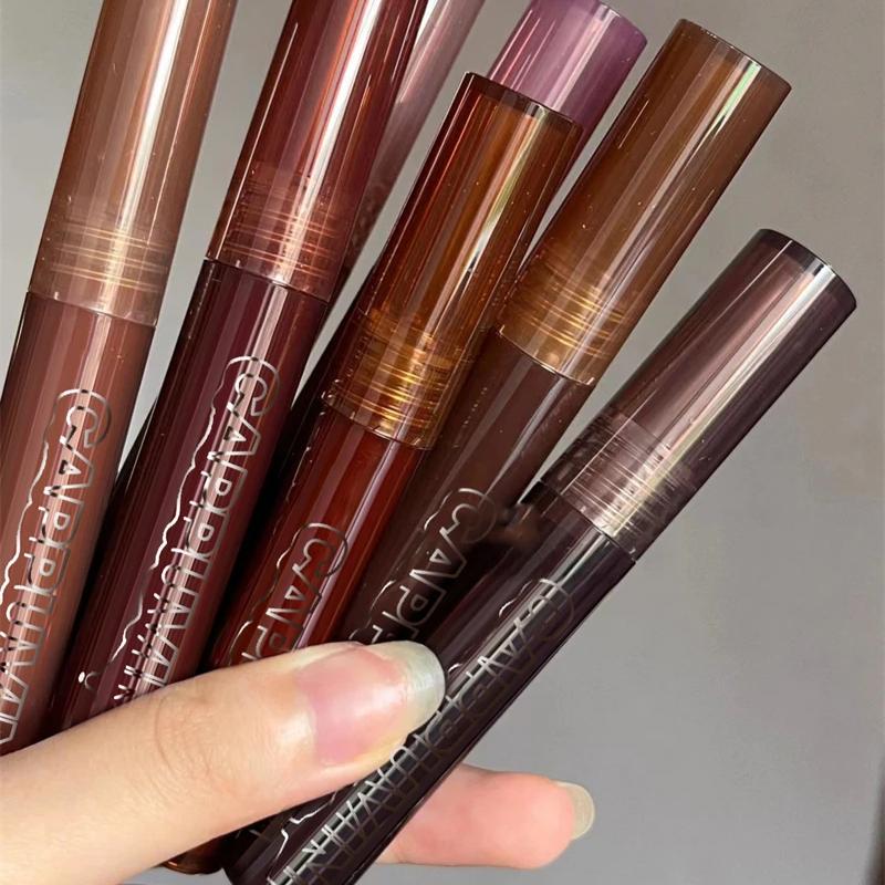 Punk Dark Brown Mirror Water Lip Gloss Red Lip Glaze Transparent Glass Lip Oil Waterproof Liquid Lipstick Clear Tint Makeup