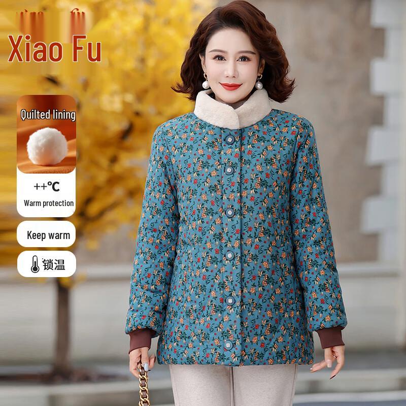 

Elderly Women s Floral Plush Winter Padded Jacket 5XL